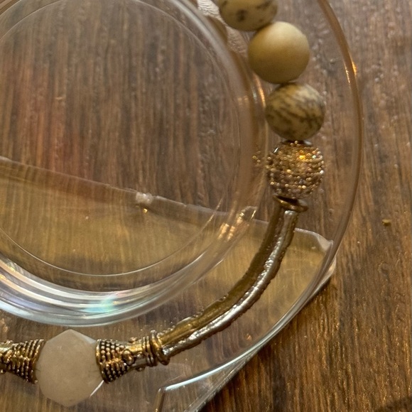 4 bracelets new handcrafted bangles moonstone glow-in-dark amethyst wood jasper - Picture 8 of 9